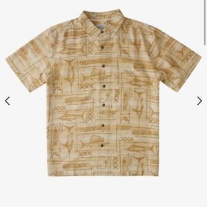 New with tags Quiksilver Waterman Blue Water Fish Short Sleeve Shirt Sz Small